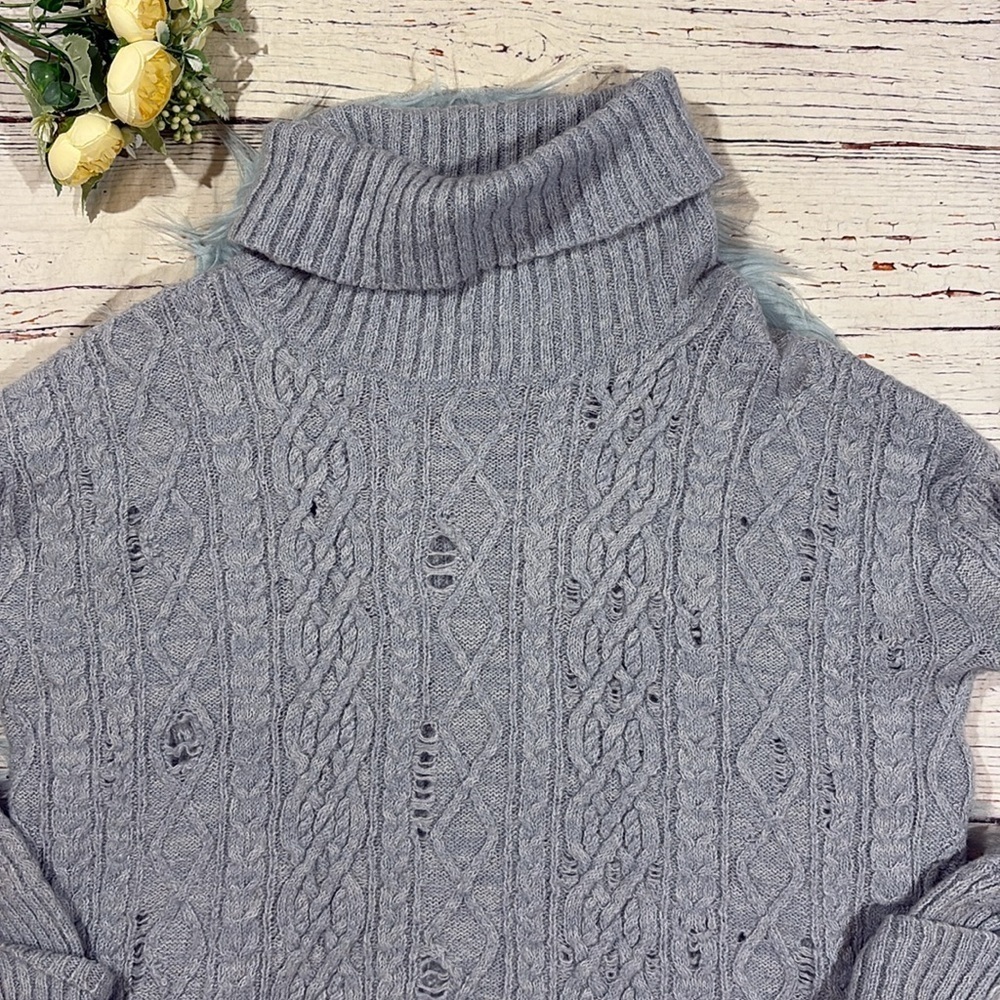 Free People Complex Cowl Neck Rip & Repaired Sweater - Picture 9 of 9